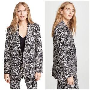 $498 Anine Bing Madeleine Leopard Animal Print Blazer Jacket Size S